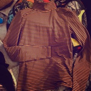 Forever21 Turtle Neck yellow&blue Striped Shirt